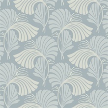 Dusty Blue Dancing Leaf Wallpaper