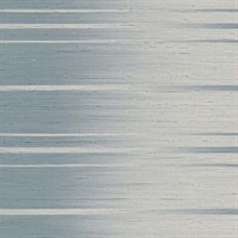 Dusty Blue Gradient Horizonal Faux Grasscloth Stripe Wallpaper