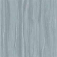 Dusty Blue & Silver Foil Faux Bois Wood Wallpaper