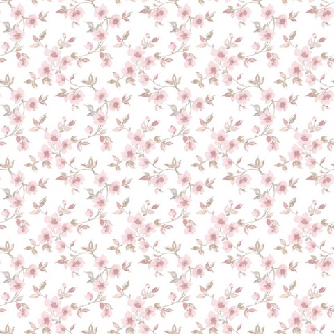 Dusty Pink Anenome Floral Mini Wallpaper