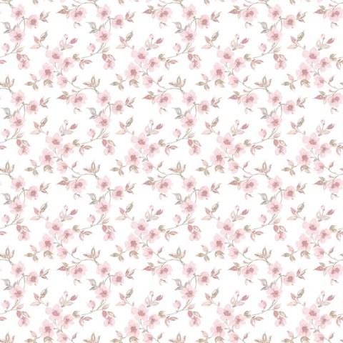 Dusty Pink Anenome Floral Mini Wallpaper