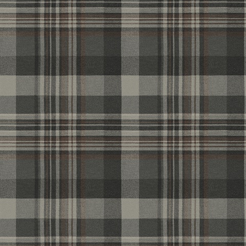Dutton Plaid Charcoal Wallpaper
