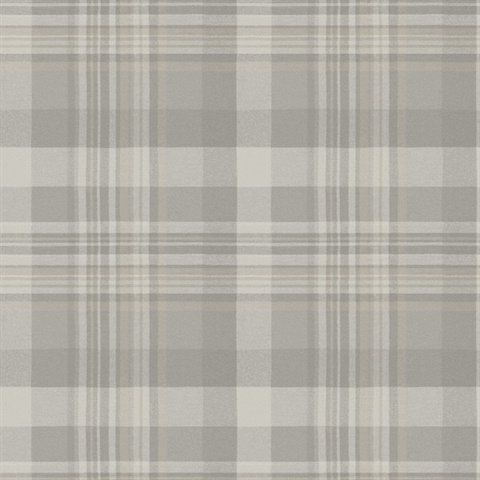 Dutton Plaid Grey Wallpaper