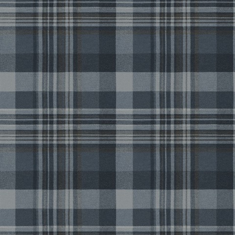 Dutton Plaid Indigo Wallpaper