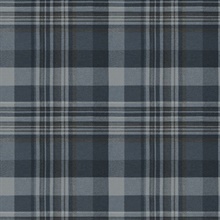 Dutton Plaid Indigo Wallpaper