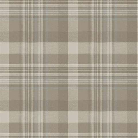 Dutton Plaid Light Brown Flannel Wallpaper