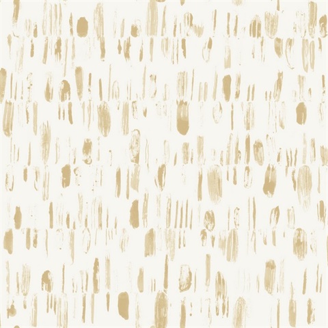 Dwell Gold Vertical Paint Brushstrokes Wallpaper