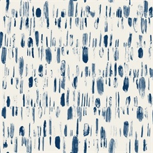 Dwell Navy Blue Vertical Paint Brushstrokes Wallpaper
