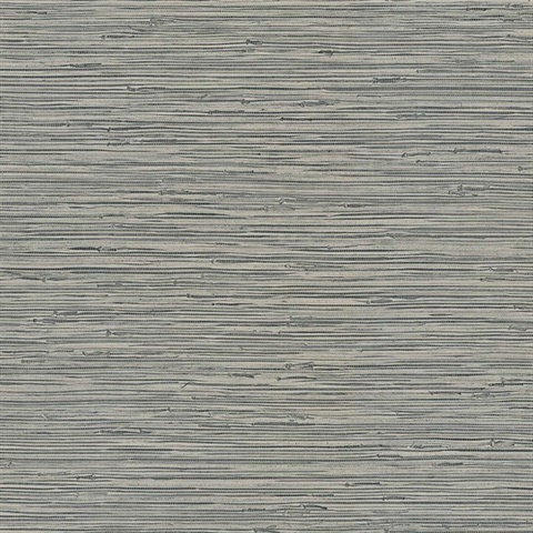 Eagle River Horizon Grey Faux Grasscloth Wallpaper
