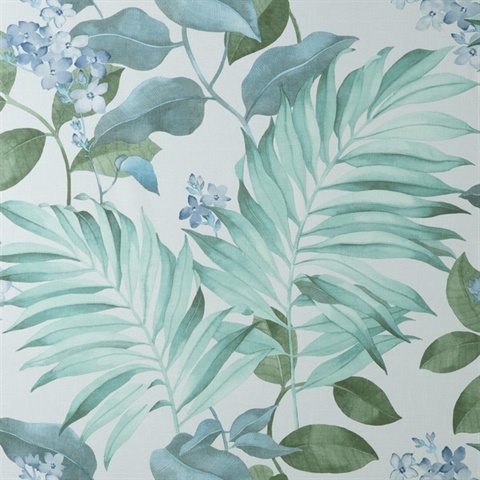 Eden Blue & Green Tropical Wallpaper