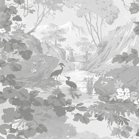 Eden Grey Crane Lagoon Bird Wallpaper
