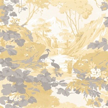 Eden Mustard Crane Lagoon Bird Wallpaper