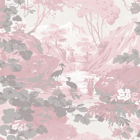 Eden Pink Crane Lagoon Bird Wallpaper