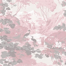 Eden Pink Crane Lagoon Bird Wallpaper