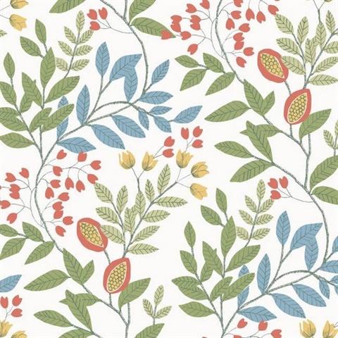 Eden Retreat White and Multi Wallpaper
