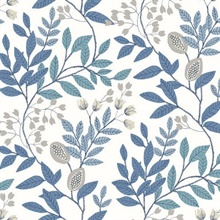 Eden Retreat White, Blue and Glint Wallpaper