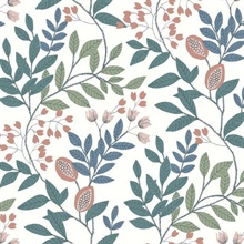 Eden Retreat White, Pink and Teal Wallpaper