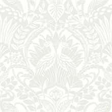Neutral Egret Damask Wallpaper