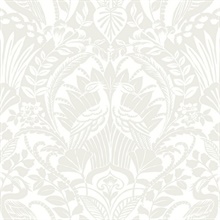 Neutral Egret Damask Wallpaper