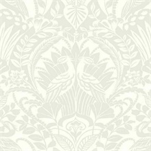 Egret Light Grey Damask Wallpaper