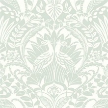 Egret Sage Damask Wallpaper
