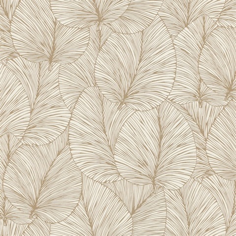 Eilian Gold Textured Palm Leaf Wallpaper