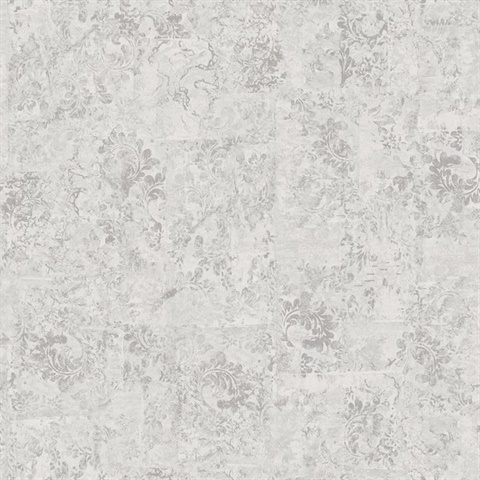 Eisen Silver Abstract Botanical Metallic Wallpaper