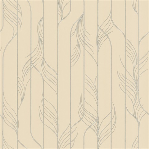 Elemental Thread Neutral Pearl & Silver  Metallic Textured Stripe Wall
