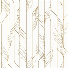 Elemental Thread White &amp; Gold Metallic Textured Stripe Wallpaper