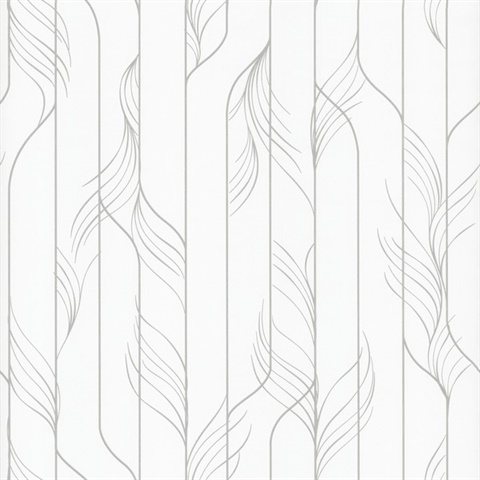 Elemental Thread White & Silver Metallic Textured Stripe Wallpaper