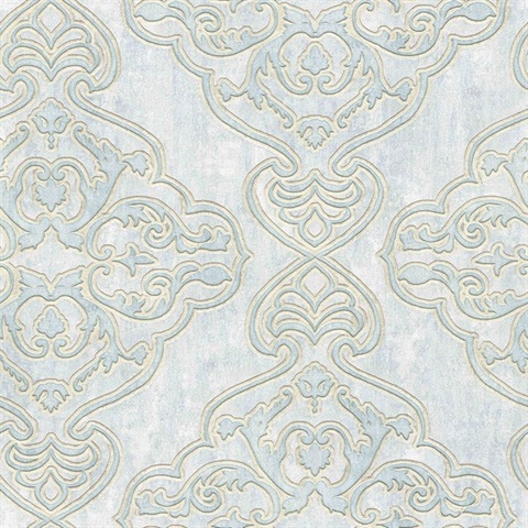 Elena Light Blue Damask