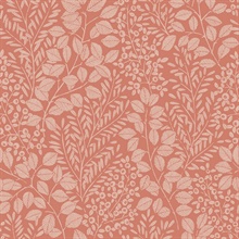 Elin Coral Berry Leaf  Wallpaper