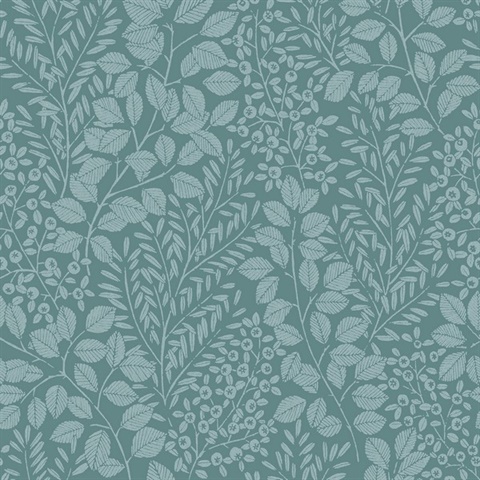 Elin Sky Blue Berry Leaf  Wallpaper