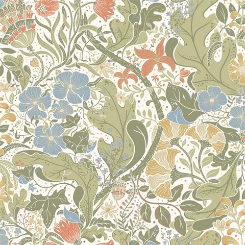Elise Cream Nouveau Gardens Floral Wallpaper