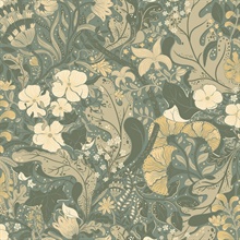 Elise Sea Green Nouveau Gardens Floral Wallpaper