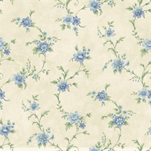 Elizabeth Blue Floral Trail Wallpaper