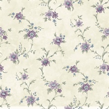 Elizabeth Purple Floral Trail Wallpaper