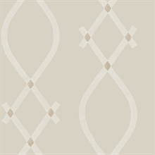Ellena Light Grey Striped Ogee Ribbons Wallpaper