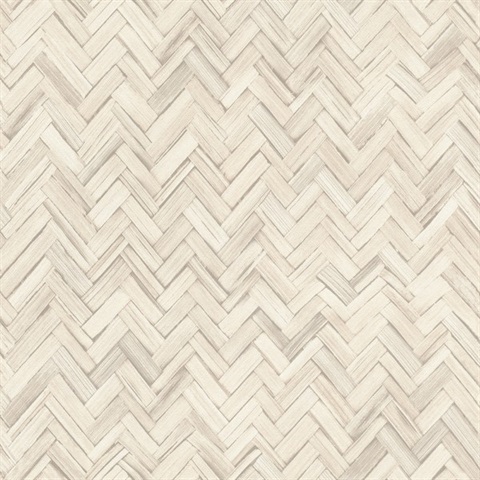 Ellery Beige Herringbone Wallpaper