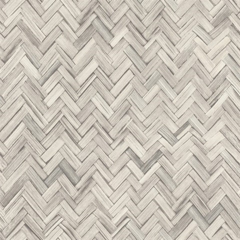 Ellery Light Grey Herringbone Wallpaper