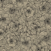 Ellie Graphic Floral  Gold Shimmer & Ebony Peel and Stick Wallpaper