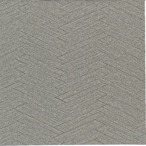 Ellington Dark Taupe Herringbone Commercial Wallpaper