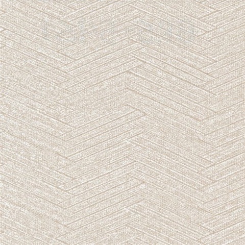 Ellington Tan Herringbone Commercial Wallpaper