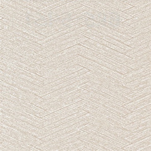 Ellington Tan Herringbone Commercial Wallpaper