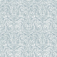 Elma Sky Blue Fiddlehead Weathered Leaf Trellis Wallpaper