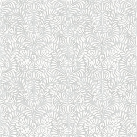 Elma Sterling Fiddlehead Weathered Leaf Trellis Wallpaper