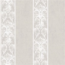 Elsa Taupe Alternating Damask Stripe