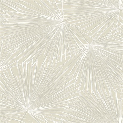 Elvis Ivory Modern Large Palm Wallpaper