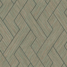 Ember Copper Textured Geometric Basketweave Wallpaper