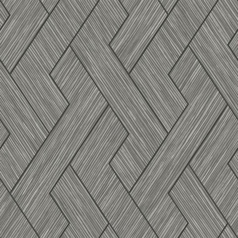 Ember Grey Textured Geometric Basketweave Wallpaper